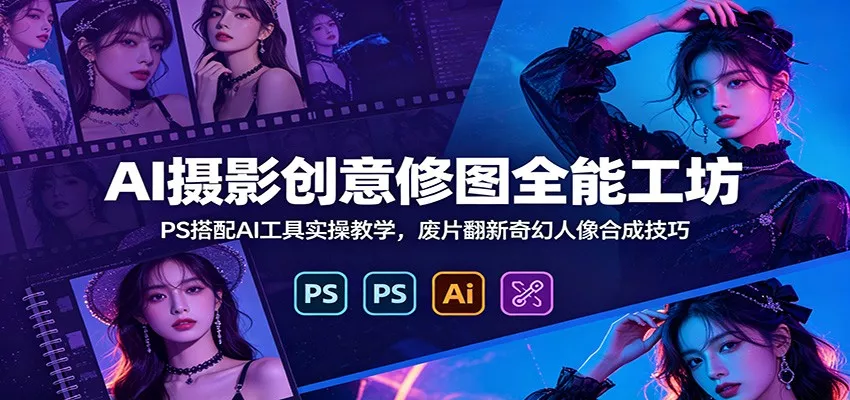 AI摄影创意修图全能工坊：PS搭配AI工具实操教学，废片翻新奇幻人像合成技巧 - 付费阅读