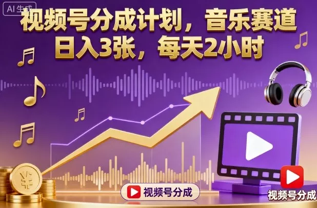 视频号分成计划，音乐赛道，日入3张，每天2小时 - 付费阅读