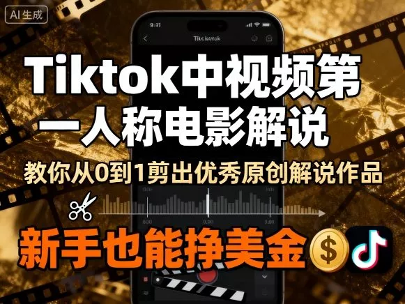Tiktok中视频第一人称电影解说，教你从0到1剪出一个优秀的原创解说作品，新手也能挣美金 - 付费阅读