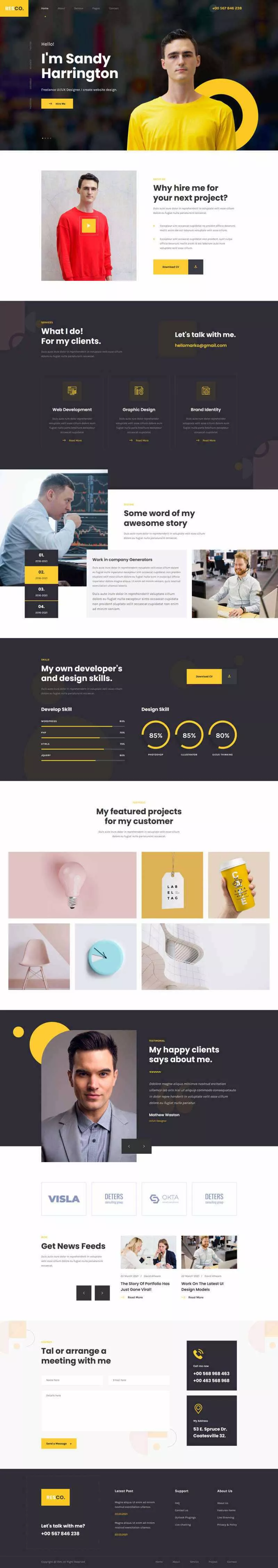 响应式个人简历介绍html5模板 - 付费阅读