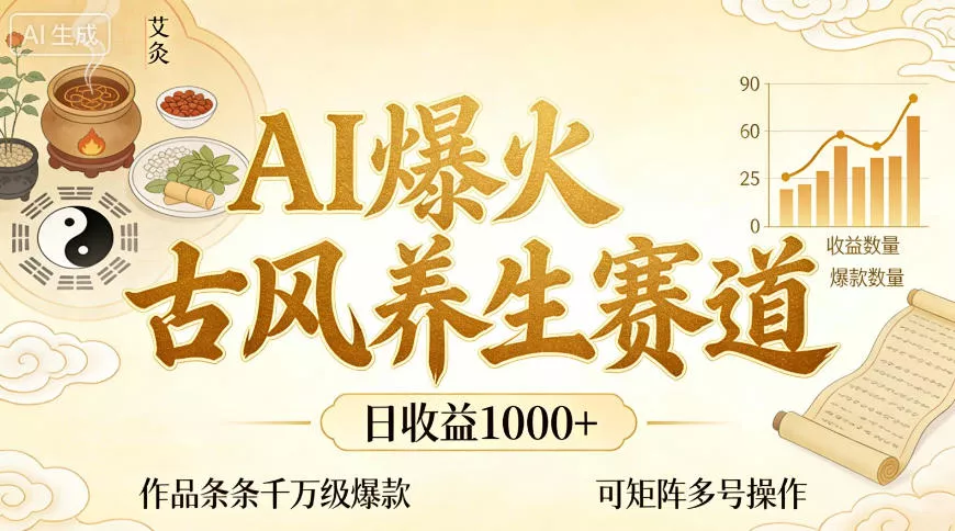 AI爆火古风养生赛道，日收益1k+单条作品点赞破万+，可矩阵多号操作【揭秘】 - 付费阅读
