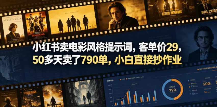 小红书卖电影风格提示词，客单价29，50多天卖了790单，小白直接抄作业！ - 付费阅读