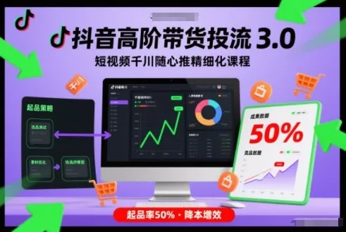 抖音高阶带货投流3.0，短视频千川随心推精细化课程，起品率50% - 付费阅读