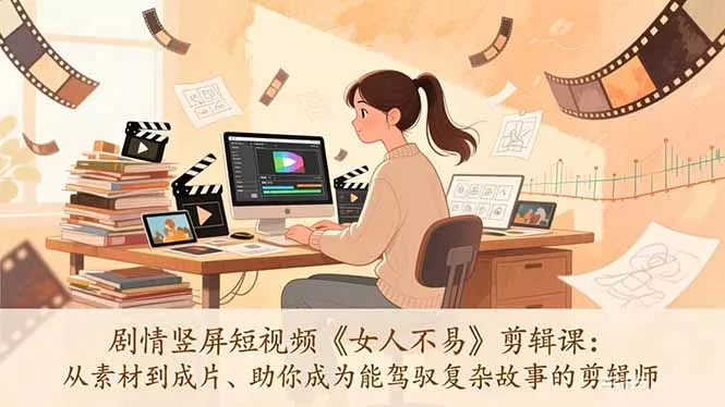 剧情竖屏短视频《女人不易》剪辑课：从素材到成片、助你成为能驾驭复杂故事的剪辑师 - 付费阅读