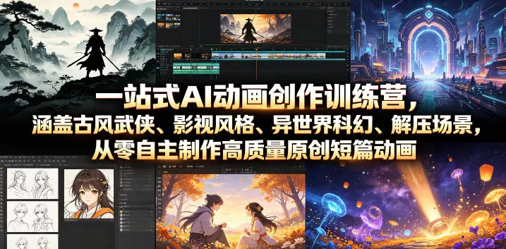 一站式AI动画创作训练营，涵盖古风武侠、影视风格、异世界科幻、解压场景，从零自主制作高质量原创短篇动画 - 付费阅读