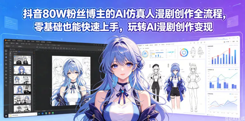 抖音80W粉丝博主的AI仿真人漫剧创作全流程，零基础也能快速上手，玩转AI漫剧创作变现 - 付费阅读