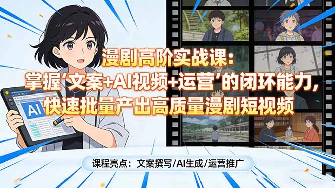 漫剧高阶实战课：掌握“文案+AI视频+运营”的闭环能力，快速批量产出高质量漫剧短视频 - 付费阅读