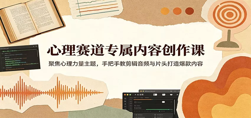 心理赛道专属内容创作课：聚焦心理力量主题，手把手教剪辑音频与片头打造爆款内容 - 付费阅读
