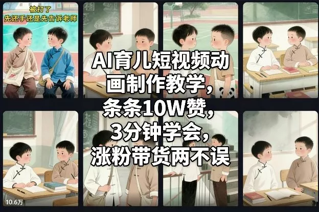 AI育儿短视频动画制作教学，条条10W赞，3分钟学会，涨粉带货两不误 - 付费阅读