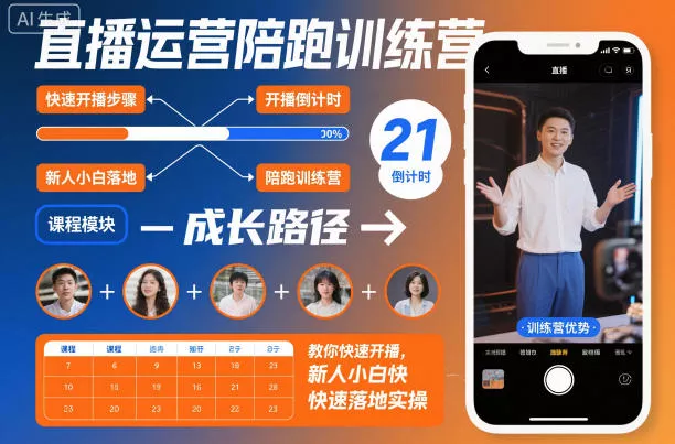 直播运营陪跑训练营，教你快速开播，新人小白快速落地实操 - 付费阅读