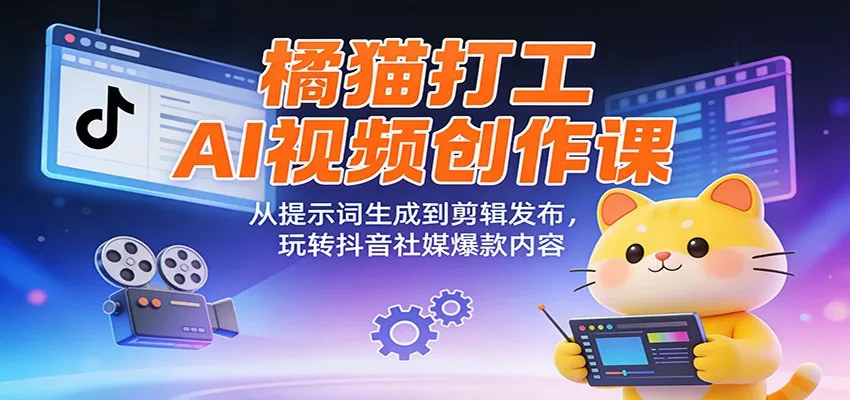 橘猫打工AI视频创作课：从提示词生成到剪辑发布，玩转抖音社媒爆款内容 - 付费阅读