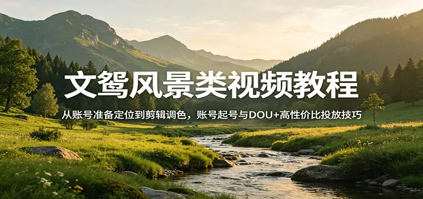 文鸳风景类视频教程：从账号准备定位到剪辑调色，账号起号与DOU+高性价比投放技巧 - 付费阅读