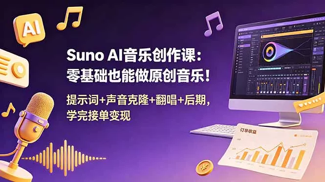 Suno AI音乐创作课：零基础也能做原创音乐！提示词+声音克隆+翻唱+后期，学完接单变现 - 付费阅读
