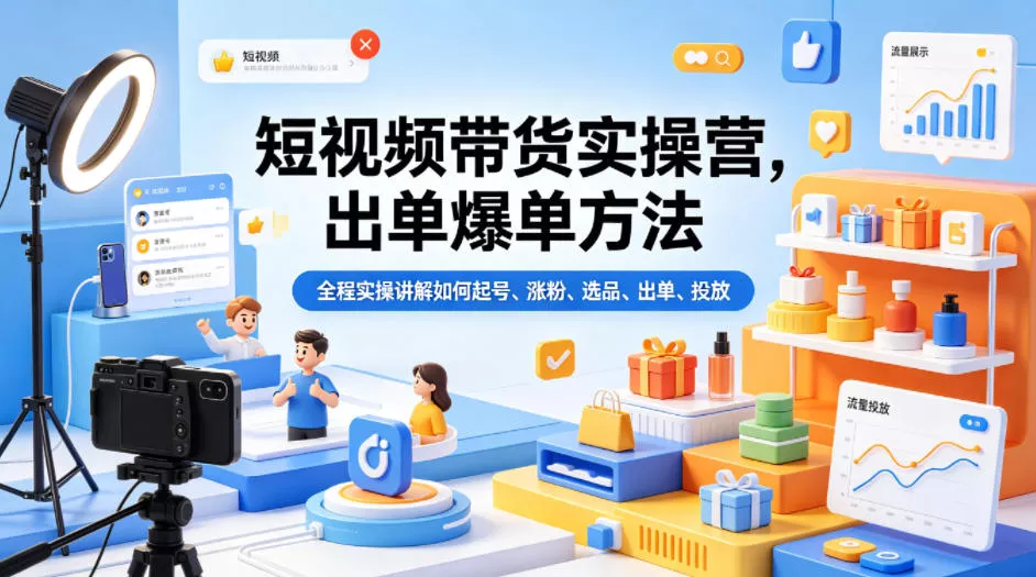 短视频带货实操营，出单爆单方法，全程实操讲解如何起号、涨粉、选品、出单、投放 - 付费阅读