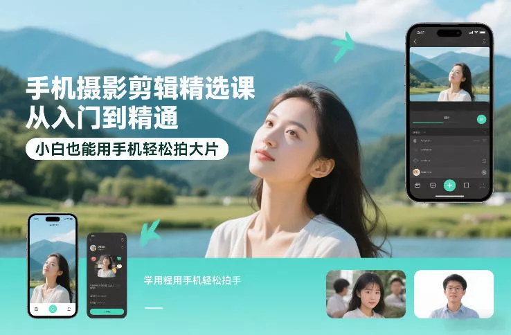 手机摄影剪辑精选课，从入门到精通，小白也能用手机轻松拍大片 - 付费阅读