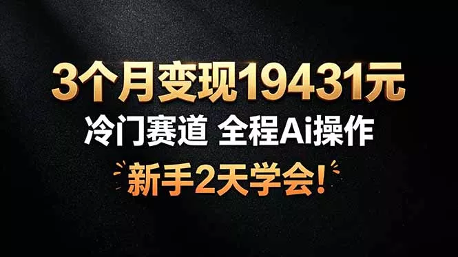 3个月变现19431元，冷门赛道 全程Ai操作，新手2天学会！ - 付费阅读