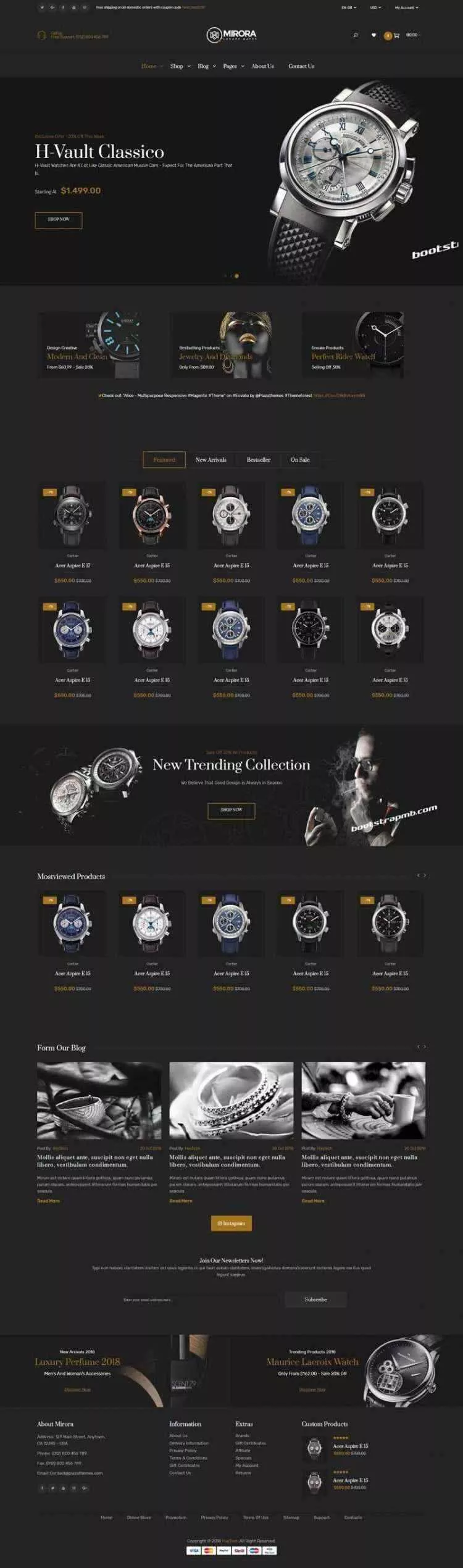 Bootstrap黑色响应式奢侈品手表商城网站 - 付费阅读
