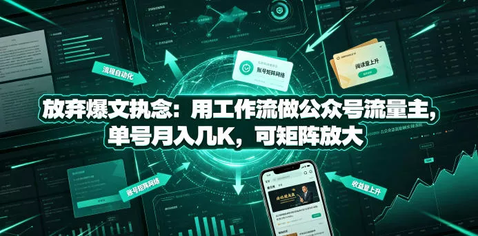 放弃爆文执念：用工作流做公众号流量主，单号月入几K，可矩阵放大 - 付费阅读