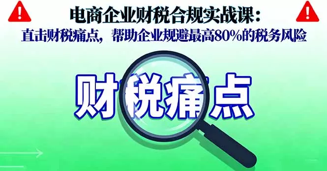 电商企业财税合规实战课，直击财税痛点，帮助企业规避最高80%的税务风险 - 付费阅读