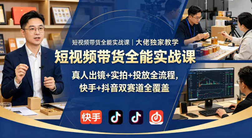 短视频带货全能实战课｜大佬独家教学，真人出镜+实拍+投放全流程，快手+抖音双赛道全覆盖 - 付费阅读