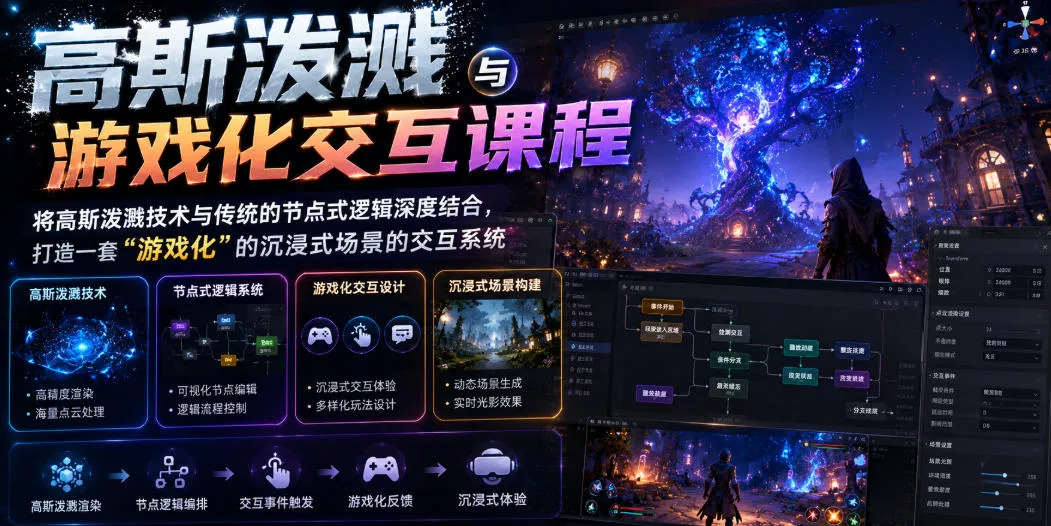 高斯泼溅与游戏化交互课程，将高斯泼溅技术与传统的节点式逻辑深度结合，打造一套“游戏化”的沉浸式场景的交互系统 - 付费阅读