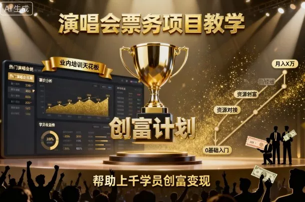 演唱会票务项目教学，业内培训天花板，帮助上千学员创富变现(更新) - 付费阅读
