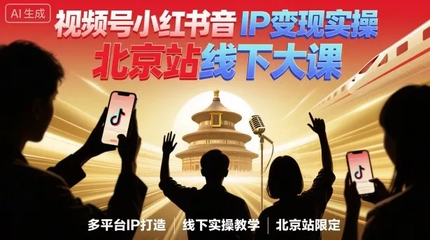 视频号小红书抖音IP变现实操北京站线下大课，40+行业短视频高变现姿势，100+IP高变现实操技术 - 付费阅读