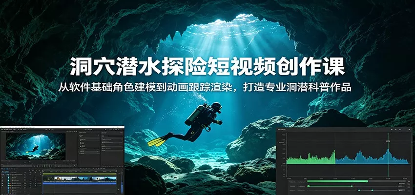 洞穴潜水探险短视频创作课：从软件基础角色建模到动画跟踪渲染，打造专业洞潜科普作品 - 付费阅读
