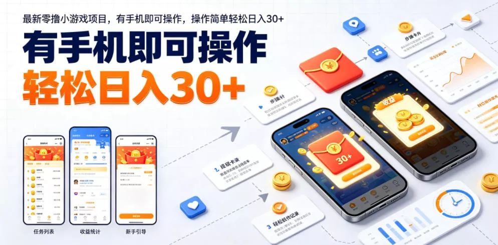 最新零撸小游戏项目，有手机即可操作，操作简单轻松日入30+ - 付费阅读
