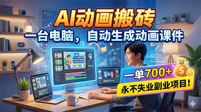 AI动画搬砖，一台电脑，自动生成动画课件，一单800+ 永不失业副业项目！ - 付费阅读
