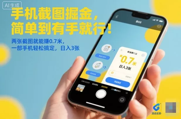 手机截图掘金，简单到有手就行！两张截图就能賺0.7米，一部手机轻松搞定，日入3张【揭秘】 - 付费阅读