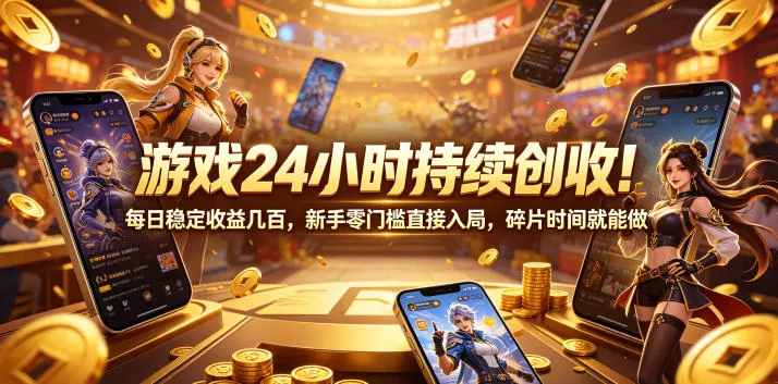 游戏24小时持续创收！每日稳定收益几百，新手零门槛直接入局，碎片时间就能做【揭秘】 - 付费阅读