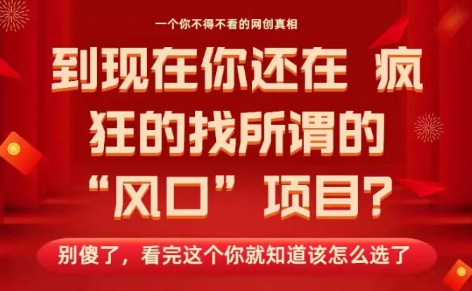 马上26年了，你还在找所谓的风口项目？别傻了，看完这个你全都懂了！【揭秘】 - 付费阅读