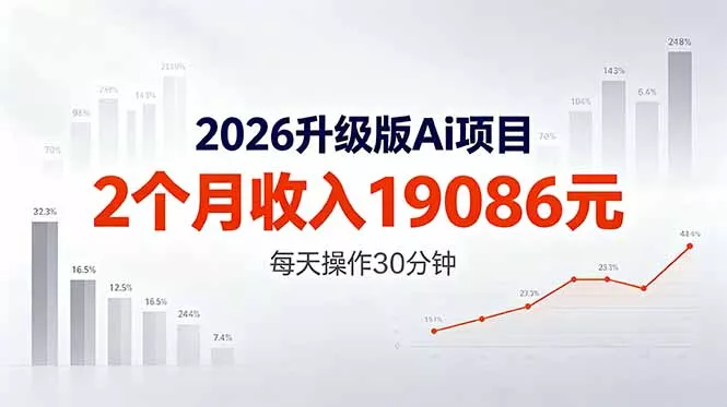 2026升级版Ai任务，2个月收入19086元，熟练后每天操作30分钟！ - 付费阅读