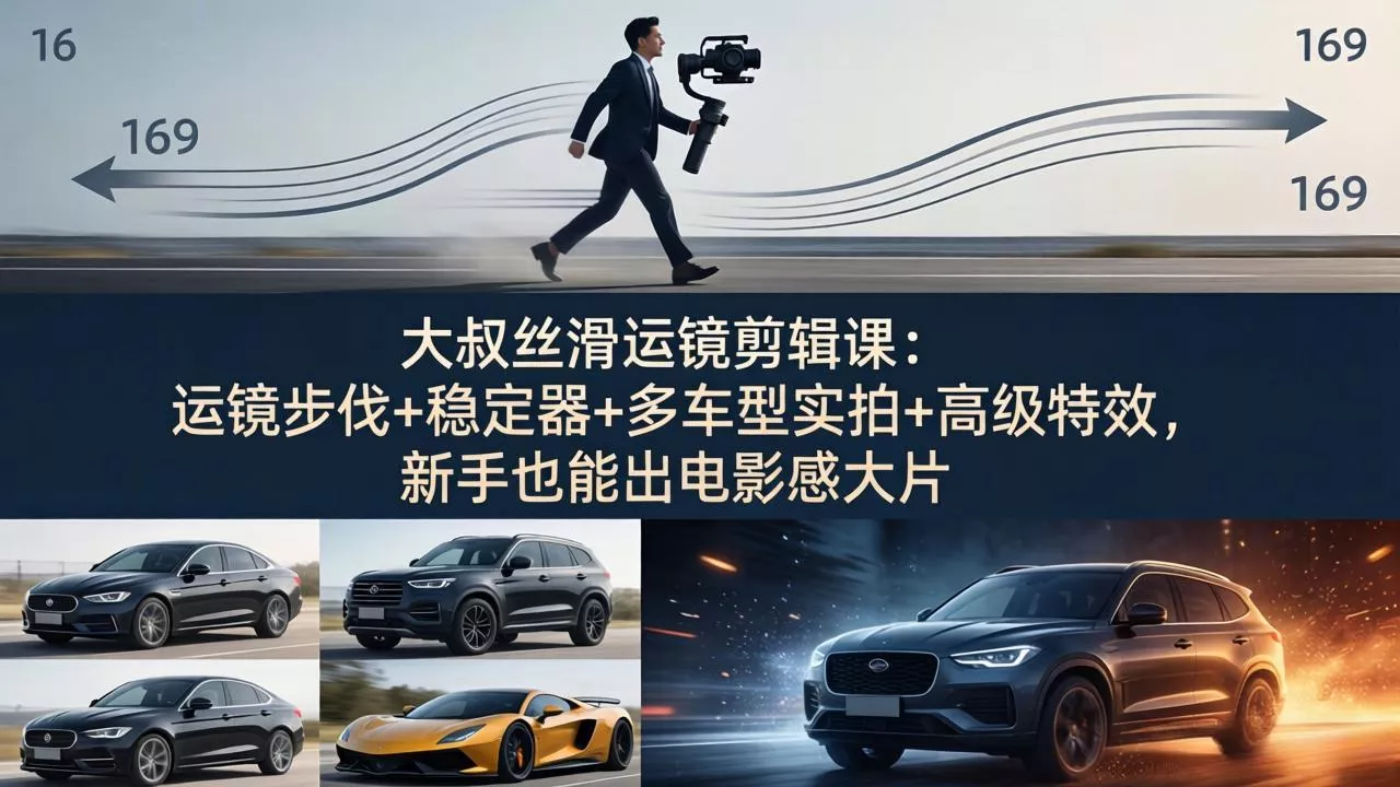 大叔丝滑运镜剪辑课：运镜步伐+稳定器+多车型实拍+高级特效，新手也能出电影感大片 - 付费阅读