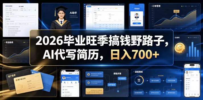 2026毕业旺季搞钱野路子，AI代写简历，日入700+【揭秘】 - 付费阅读