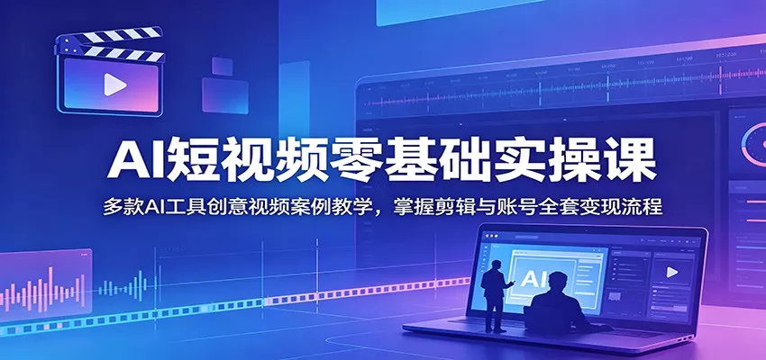 AI短视频零基础实操课：多款AI工具创意视频案例教学，掌握剪辑与账号全套变现流程 - 付费阅读