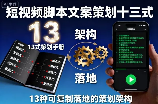 短视频脚本文案策划十三式，13种可复制落地的策划架构 - 付费阅读