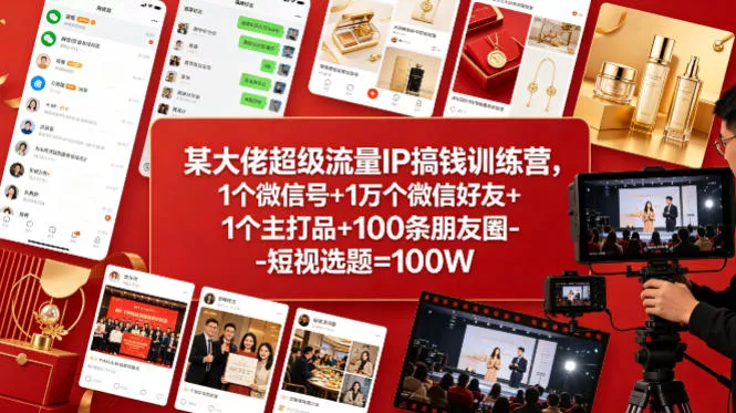 某大佬超级流量IP搞钱训练营，1个微信号+1万个微信好友+1个主打品+100条朋友圈-短视选题=100W - 付费阅读