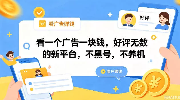 看一个广告一块钱，好评无数的新平台，不黑号，不养机，一撸几十块钱还是不错的【揭秘】 - 付费阅读