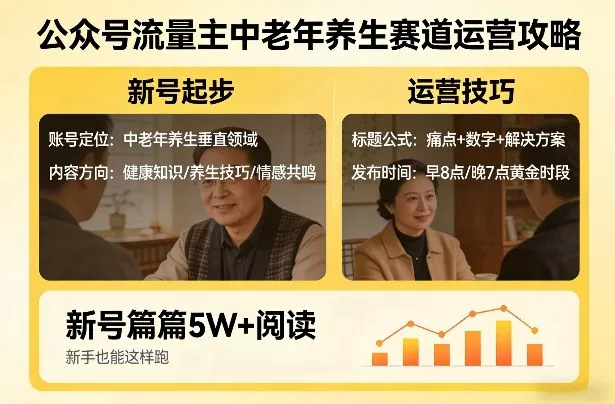 公众号流量主中老年养生赛道，新号篇篇5W+阅读，新手也能这样跑 - 付费阅读
