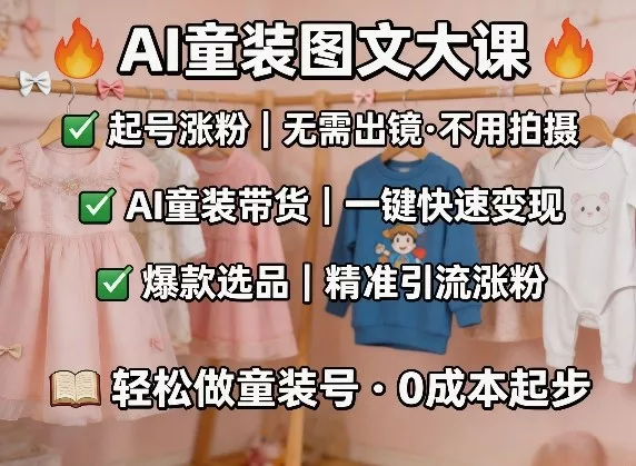 AI童装图文剪辑，某社群童装图文大课，起号涨粉、AI童装带货、爆款选品，无需出镜和拍摄 - 付费阅读