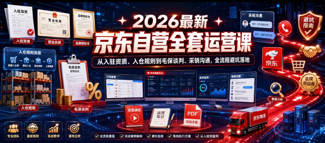 2026最新京东自营全套运营课，从入驻资质、入仓规则到毛保谈判、采销沟通，全流程避坑落地 - 付费阅读