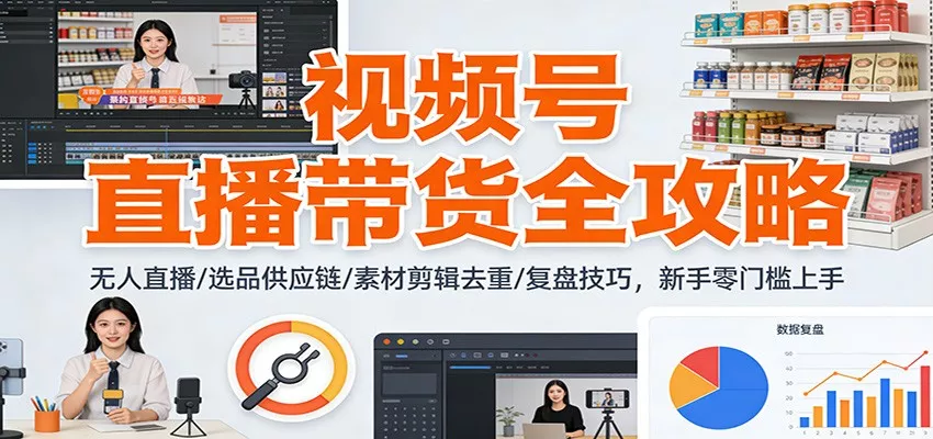 视频号直播带货全攻略：无人直播/选品供应链/素材剪辑去重/复盘技巧，零门槛上手 - 付费阅读