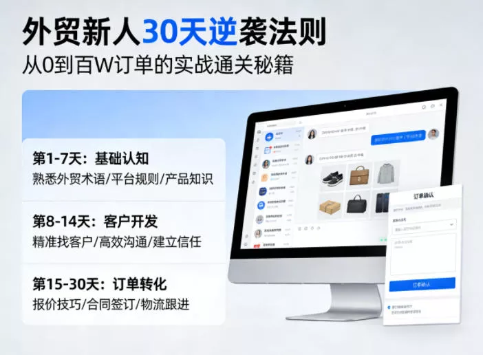 外贸新人30天逆袭法则，教你从0到百W订单的实战通关秘籍 - 付费阅读