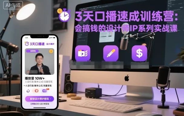 3天口播速成训练营，会搞钱的设计师IP系列实战课 - 付费阅读