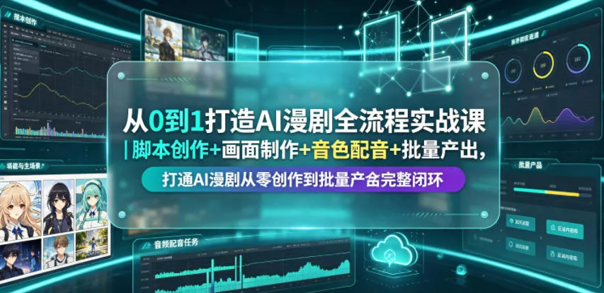 从0到1打造AI漫剧全流程实战课｜脚本创作+画面制作+音色配音+批量产出，打通AI漫剧从零创作到批量量产完整闭环 - 付费阅读