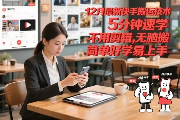 12月最新快手搬运技术，5分钟速学，不用剪辑无脑搬，简单好学易上手 - 付费阅读