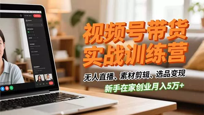 视频号带货实战训练营，无人直播、素材剪辑、选品变现，新手在家创业月入5万+ - 付费阅读