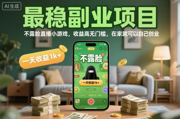 最稳副业项目，不露脸直播小游戏，收益高无门槛，一天收益1k+，在家就可以自己创业【揭秘】 - 付费阅读